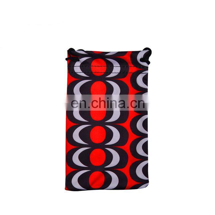 logo stamped black customisable microfibre mobile hanging pouch
