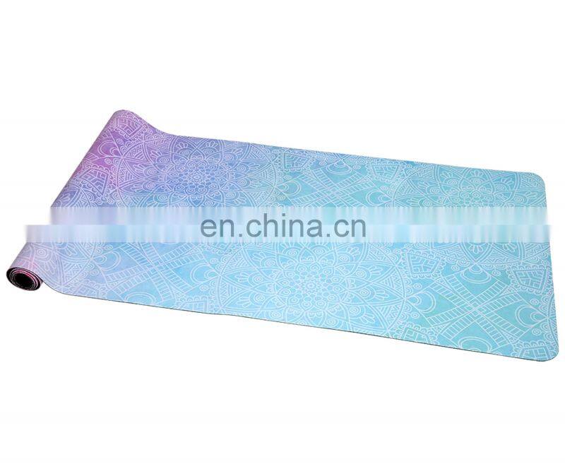 Good quality eco friendly colorful custom print suede natural rubber yoga mat