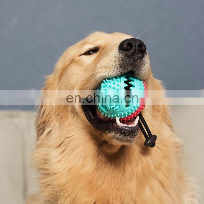 Wholesale Customized New Design TPR Dog Chew Toys Squeak Dispenser Ball Dog Toothbrush Toys