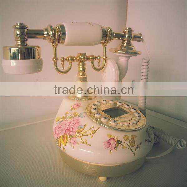 Porcelain material light color antique telephone