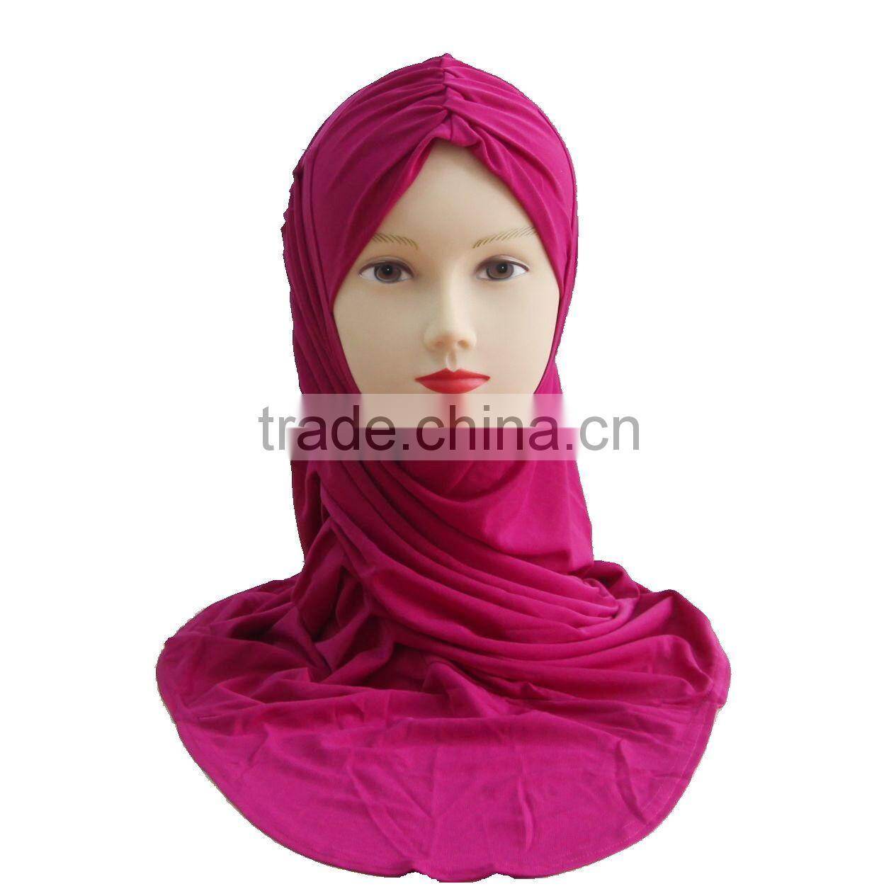 A239 Newest design solid color ruffle Lycra TWO Pieces HIJAB