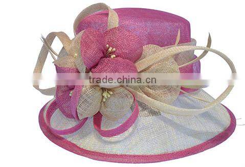 Elegant Plain Sinamay Hat Feather Wedding Party Hat