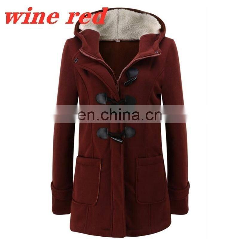 Wholesale custom-made women's Horn button jacket mid-long sleeve casual and comfortable fall winter loose sport jacket jogging j