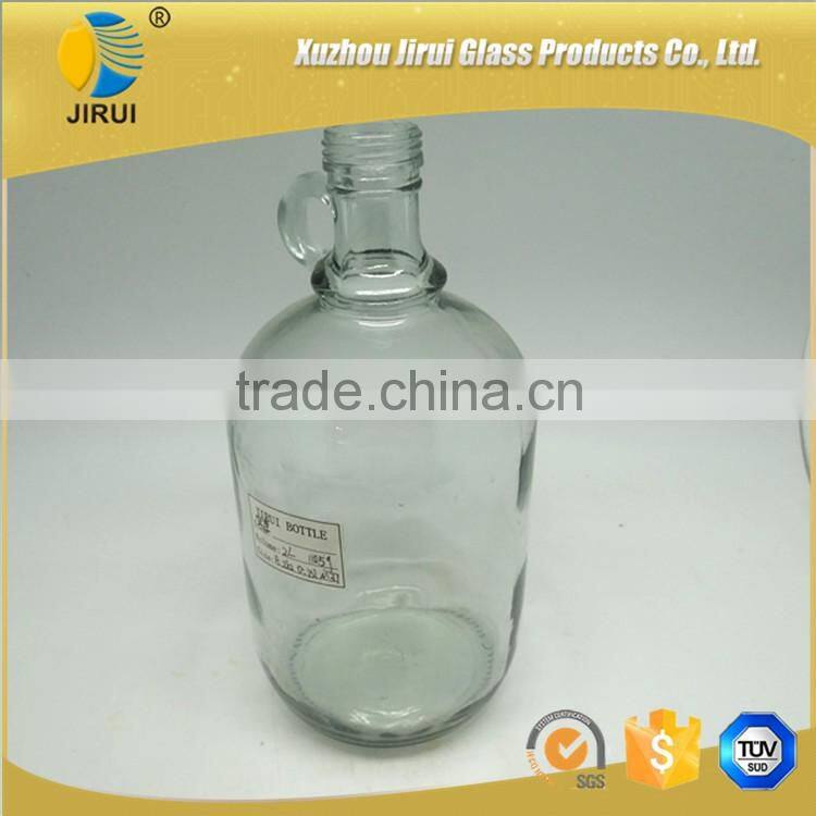 2L big wine glass bottle with handling for storage
