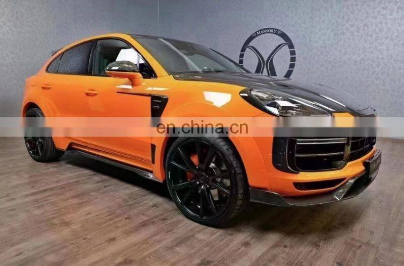 Runde Dry Carbon Fiber For Porsche Cayenne Coupe Upgrade Mansory Style Body Kit Front Lip Rear Lip Side Skirts Top Spoiler