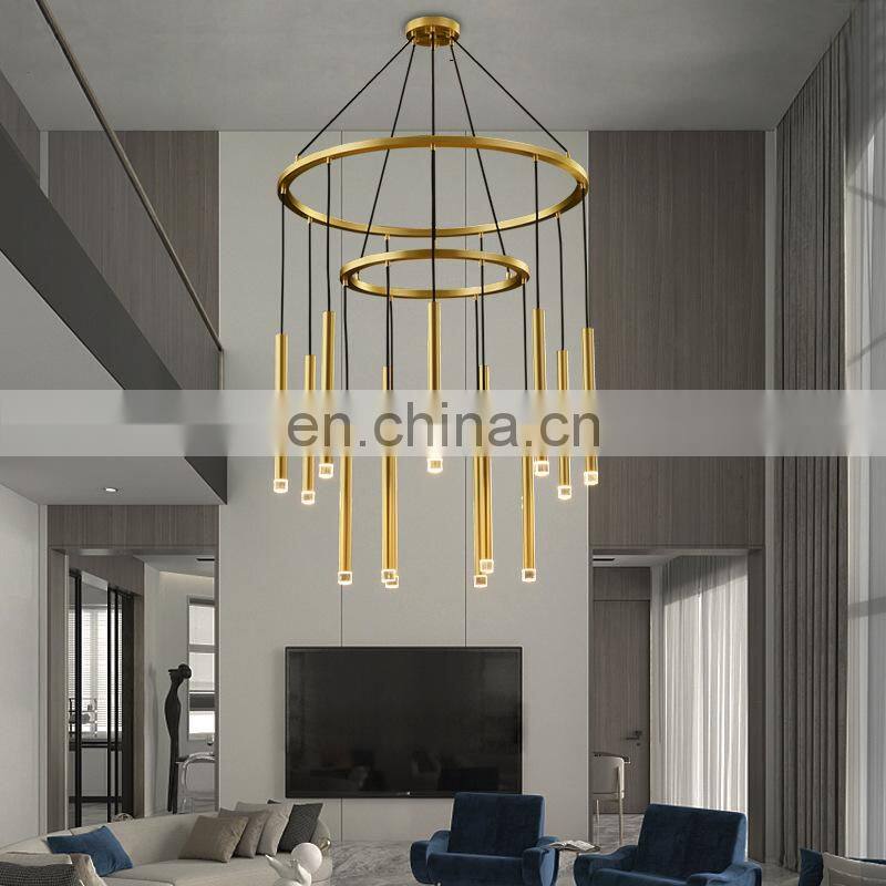 Modern Villa Hotel Pendant Light Stair Droplight Crystal Nordic Contracted LED Chandelier