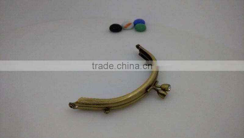 Factory price bronze 11.7*5.3cm double metal coin purse With diamond for ladies handbags China manufacturer