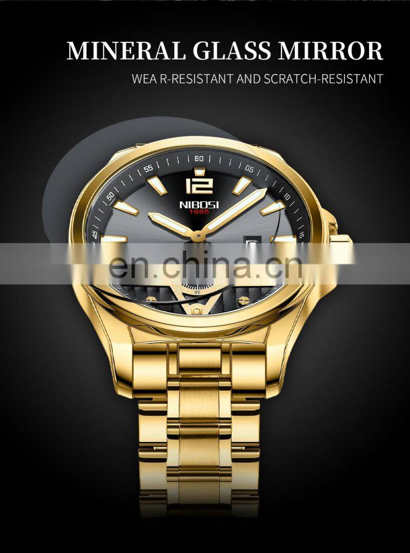 NIBOSI Fashion Luxury Men Watches Top Brand Luxury Quartz Wristwatch Sport Waterproof Chronograph Male Clock Relogio Masculino