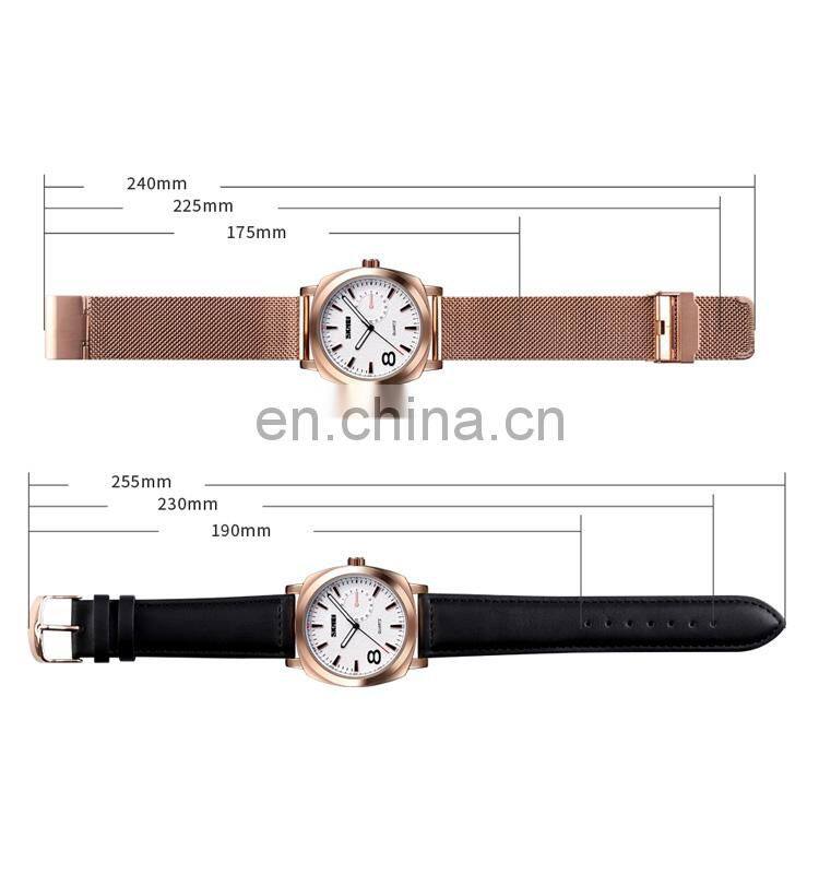 Skmei 1466 Luxury Rose Gold Mesh Watch Wholesale 3 Atm Leather Waterproof Quartz Watch for Men