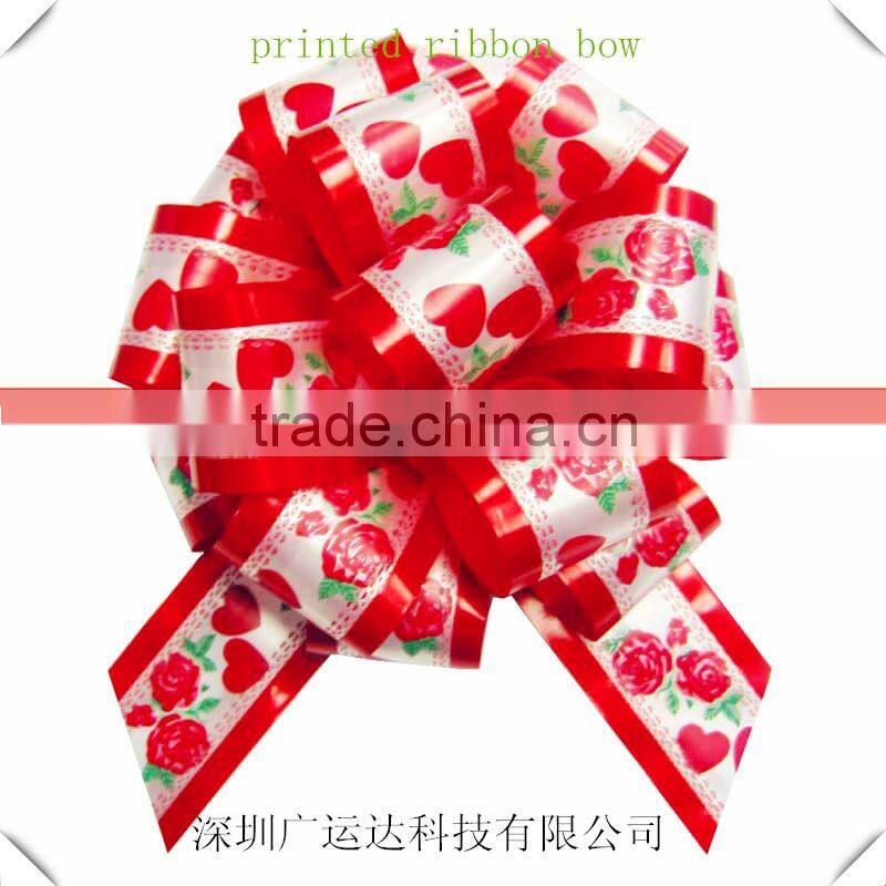 Floral Printed PP Pull Ribbon Bow/Fancy Christmas Gift Wrap Bow/Customized design lolorfull plastic pull bow