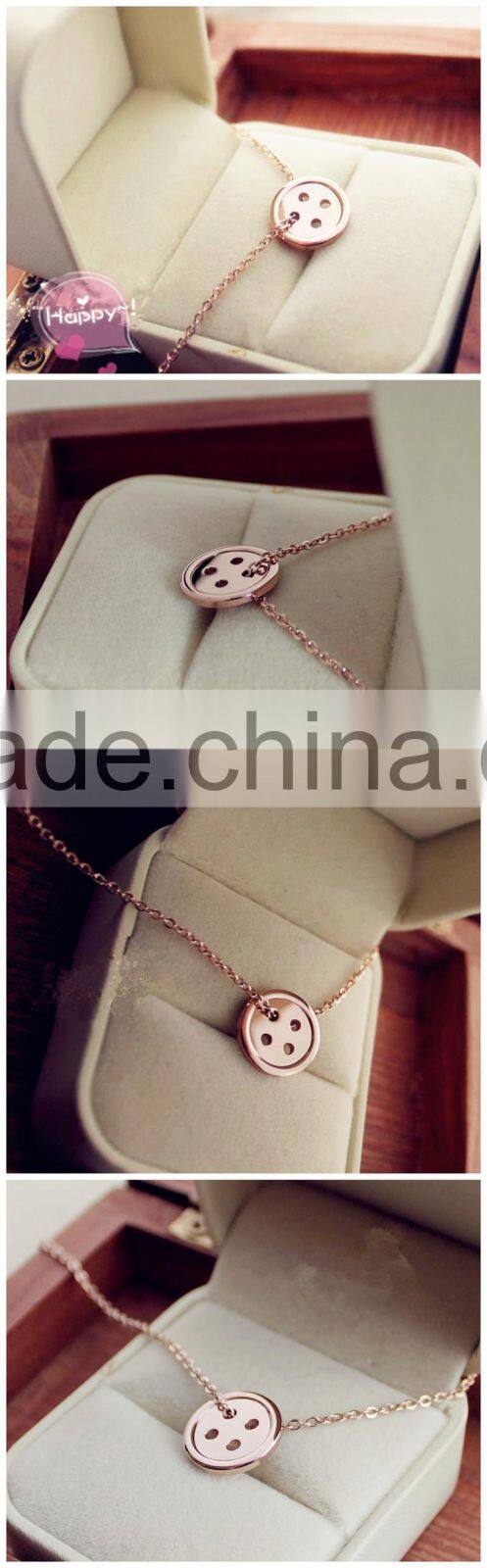 Latest design beads necklace rose gold button lucky necklace