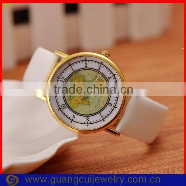 Fashion Leopard band world map print watch