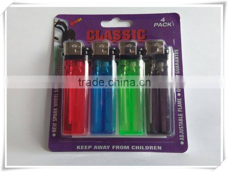 Classic EU plastic flint lighter FH-001 packed in blister card with black and color racket