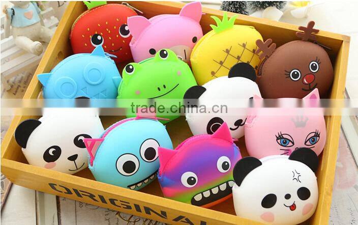 2015 Light blue Silicone zipper coin purses without any silk printing/ Small change purse