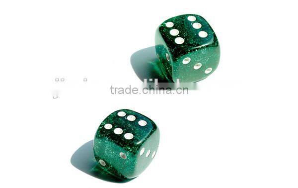 hot sale custom special green plastic 6 sided transparent large dice