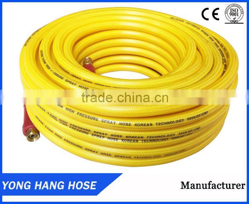 YONG HANG High pressure 8.5MM YELLOW braided pvc hose pipe for agricultural low price