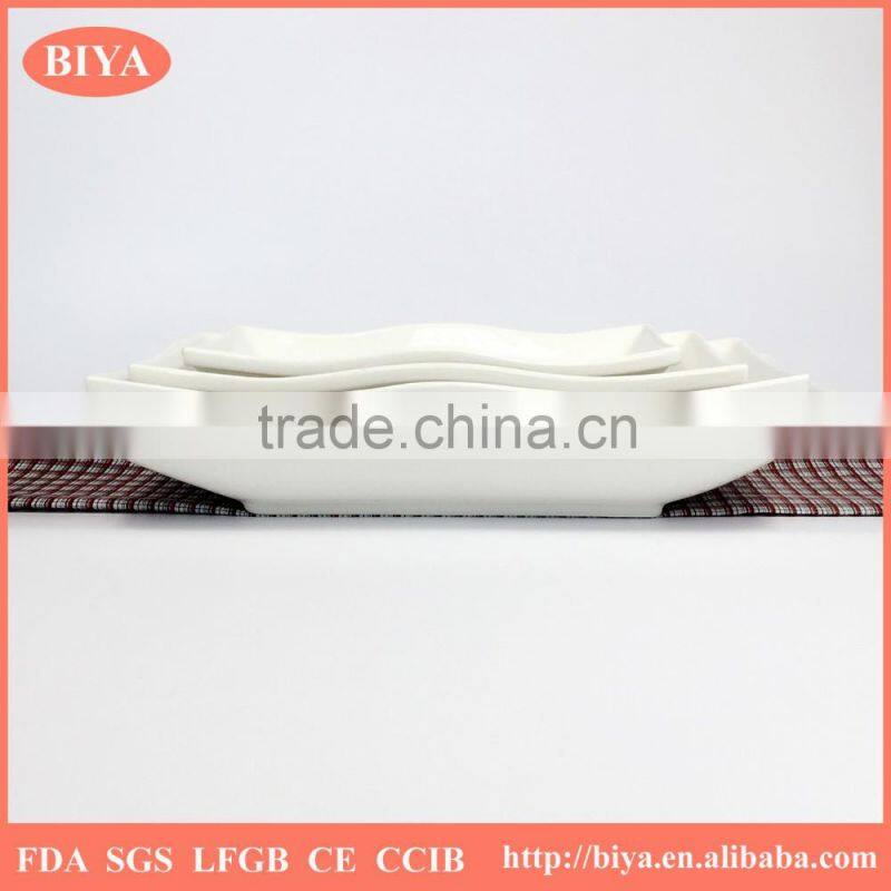 wave plate strengthen porcelain durable porcelain sepecial design different size wave edge square rectangular soup plate