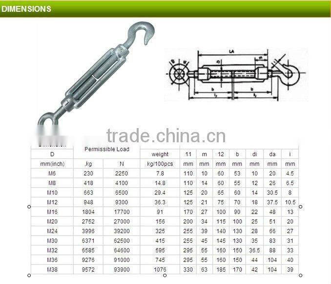 Rigging E.G DIN1480 Forged Turnbuckle/ Turnbuckle DIN1480