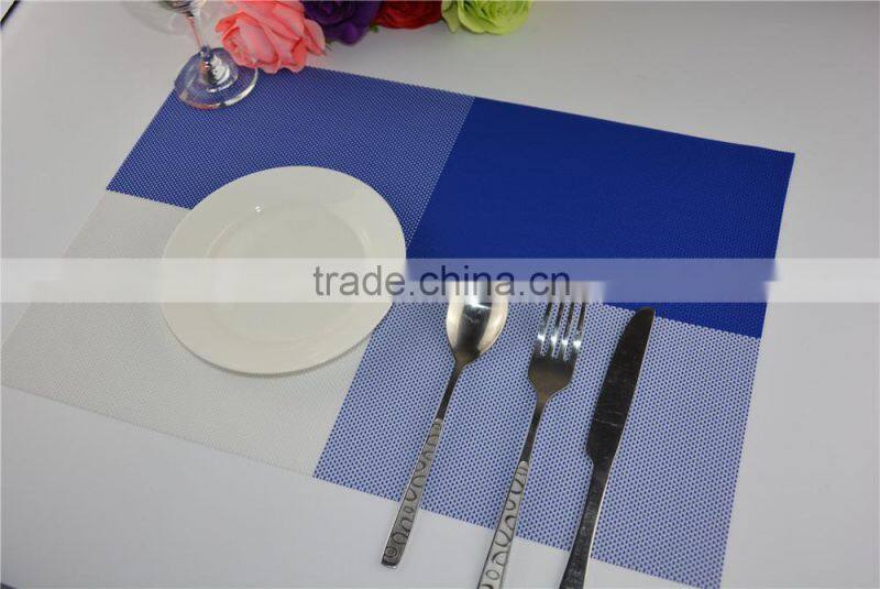 Newest PVC blue grid Placemat fashion pvc dining tab0le mat disc pads bowl plates coasters waterproof table cloth pad
