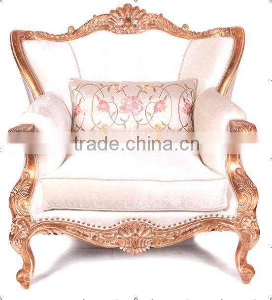 High-end Royal Style White Fabric Sofa Set Antique Hand Carved Sectional Sofa
