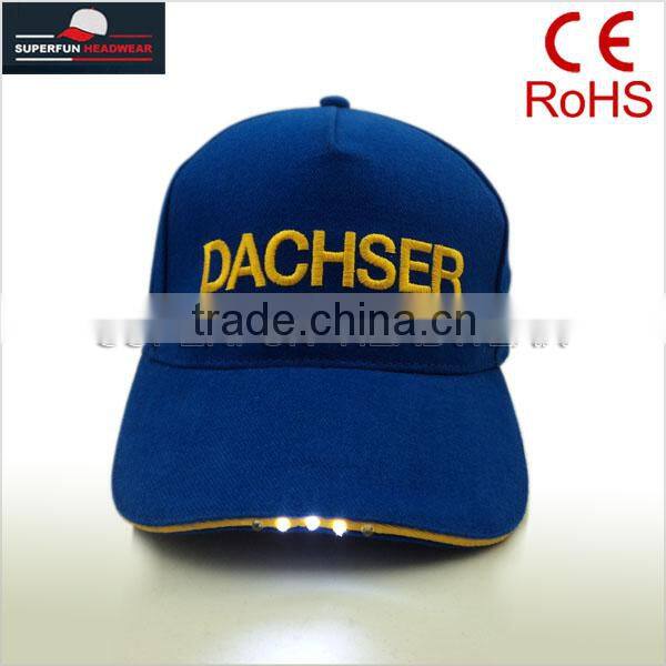 embroidery customized logo cotton LED caps