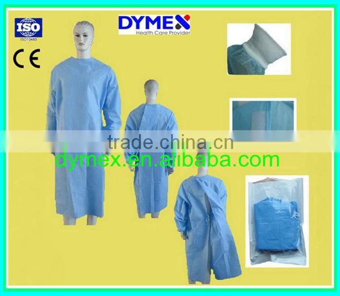 sterile disposable surgical gown, SMS surgeon with knitted cuffs