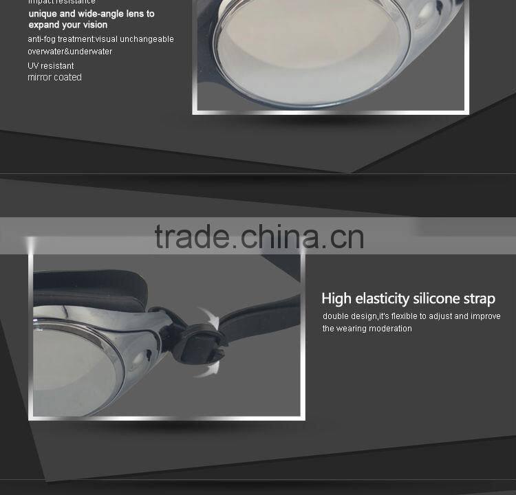 Wide vision mirrored swim goggles for men