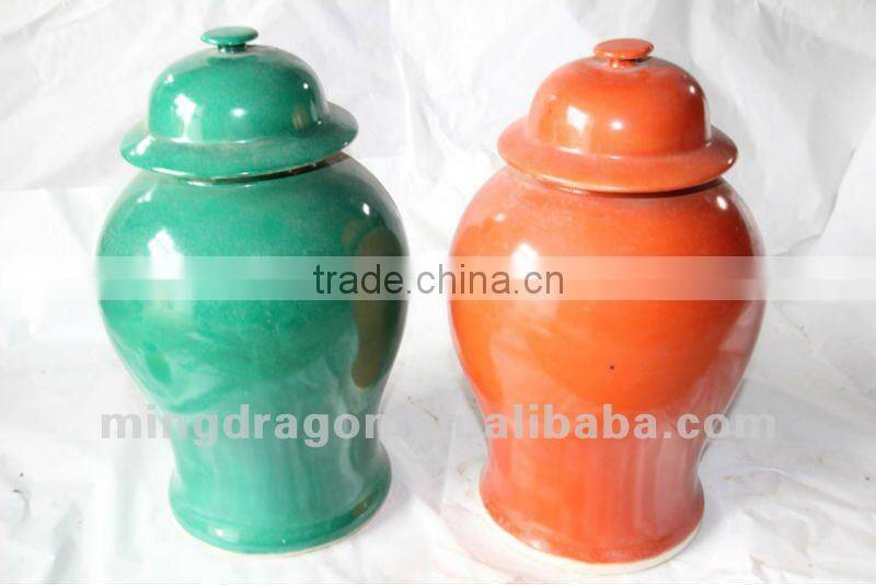 Chinese antique ceramic& porcelain green& orange pots