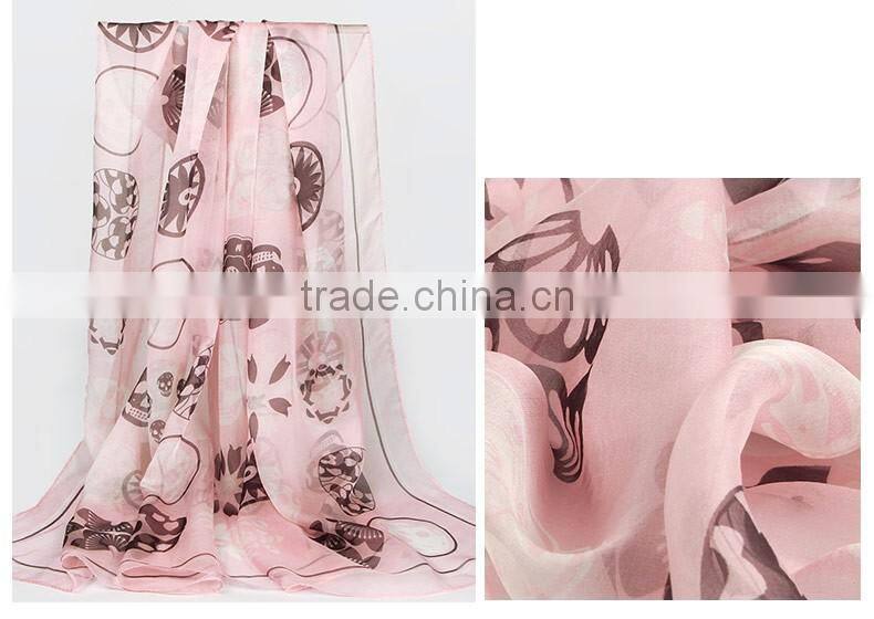 2016 hot sale digital print fashion silk scarf women's silk scarf shawl scarves