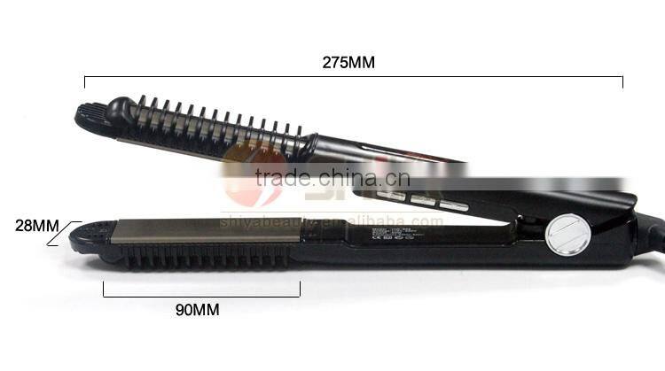 japanese technology 2 in 1 white black flat iron hair straightening iron and hair curler With LED/LCD display in china SY-868A