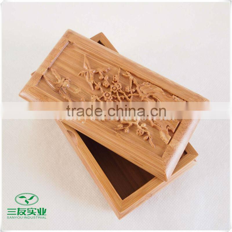 2016 newly good strength Natural Bamboo Jewelry Box with Carvings