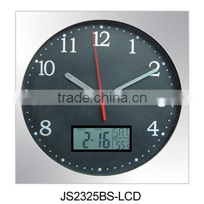 quality analog & digital dual indicator wall clock with calendar