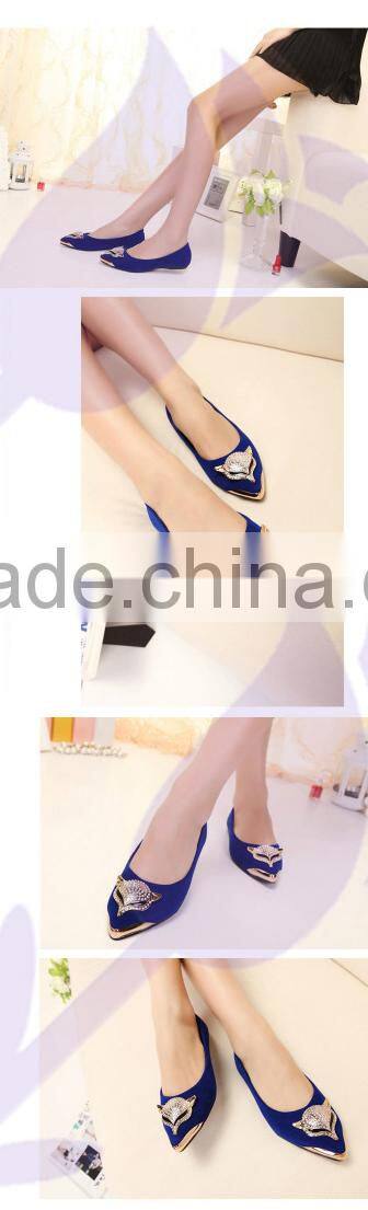 2015 spring newest european and american shallow mouth beaded flat pointed shoes women shoes