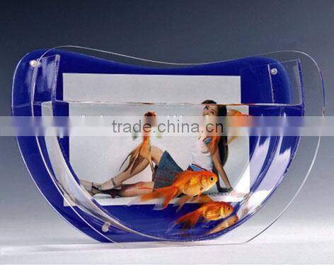 2015 hot sale funny Acrylic fiber fish aquarium tank with Poster Pasted on Back Board
