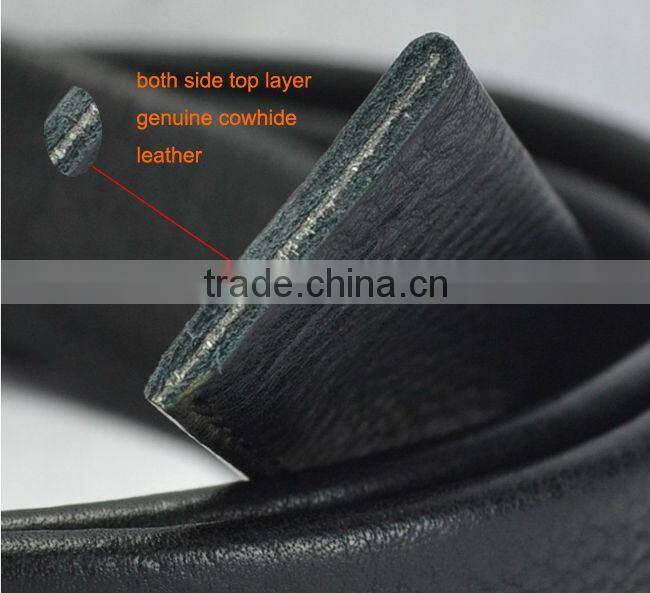 Top quality both side top layer cowhide leather dress belts for men