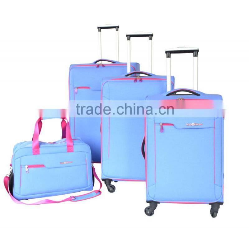 With muti functions bright color travel luggage bag