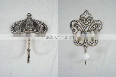 French country chic white crown hooks wall
