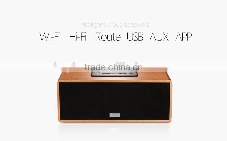 Wireless multi-function wooden HiFi Stereo DlAN WiFi airplay speaker