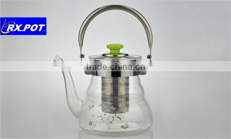 Premium Heat Resistant Glass Tea Pot with Stainless Steel filter 1100S