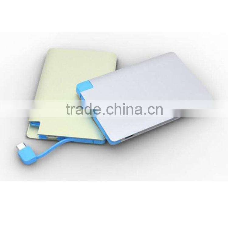 2000 mah gift power bank charger with charging cable