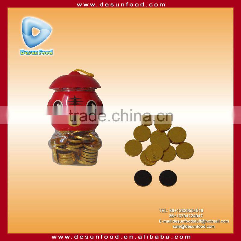 Golden coin compound chocolate in funny animal bottle