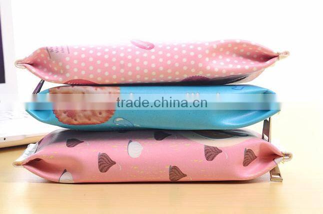 Wholesale PU leather pencil case with cookie printing