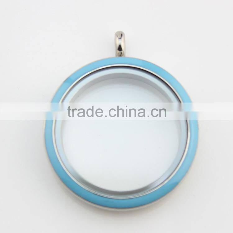 DIY 30mm orange enamel colored 316L stainless steel screw large floating charms locket