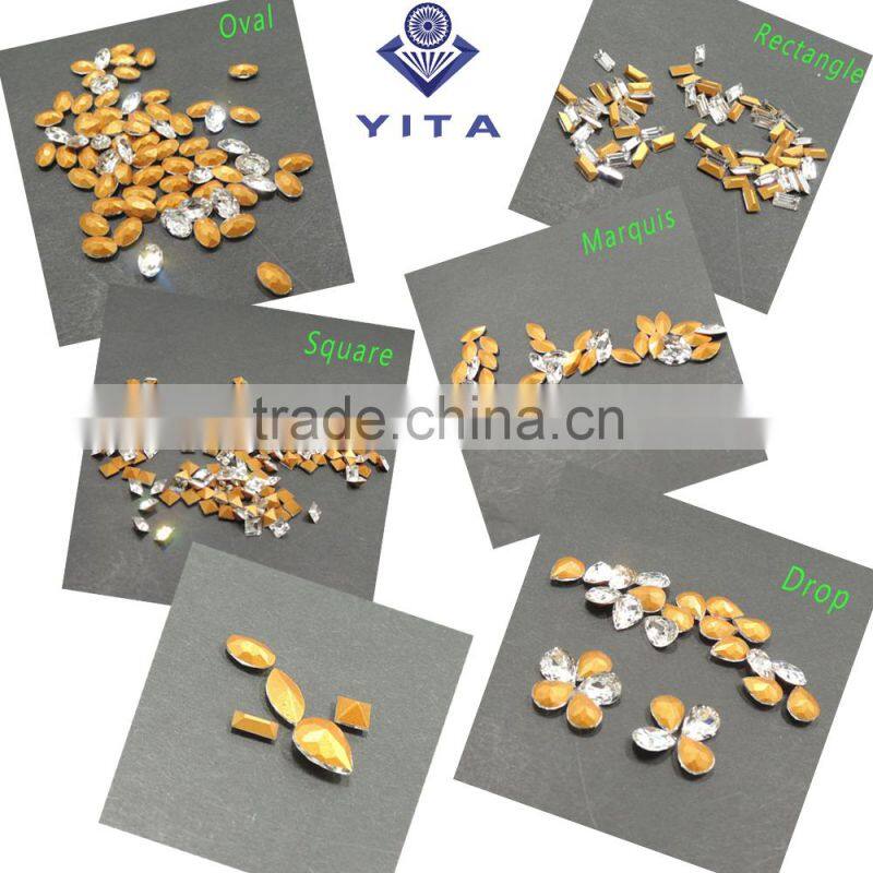 Fashion China factory AAA quality rectangla, square drop, oval ,horse eye shape point back crystal fancy rhine stone for dress