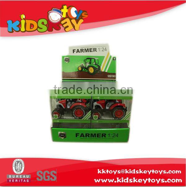 12pcs pull back car alloy farm truck die cast toy truck model with light and music