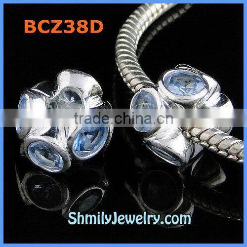 Wholesale Purple CZ Rhinestone Silver Spacer Charms BCZ38C