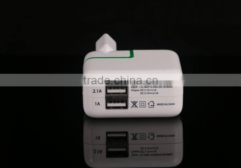 2-Port 5V/2A Compact USB Wall Charger/Portable Charger All-In-One Travel Charger for iPhone, iPad, iPod, Smartphones, 5V Tablets