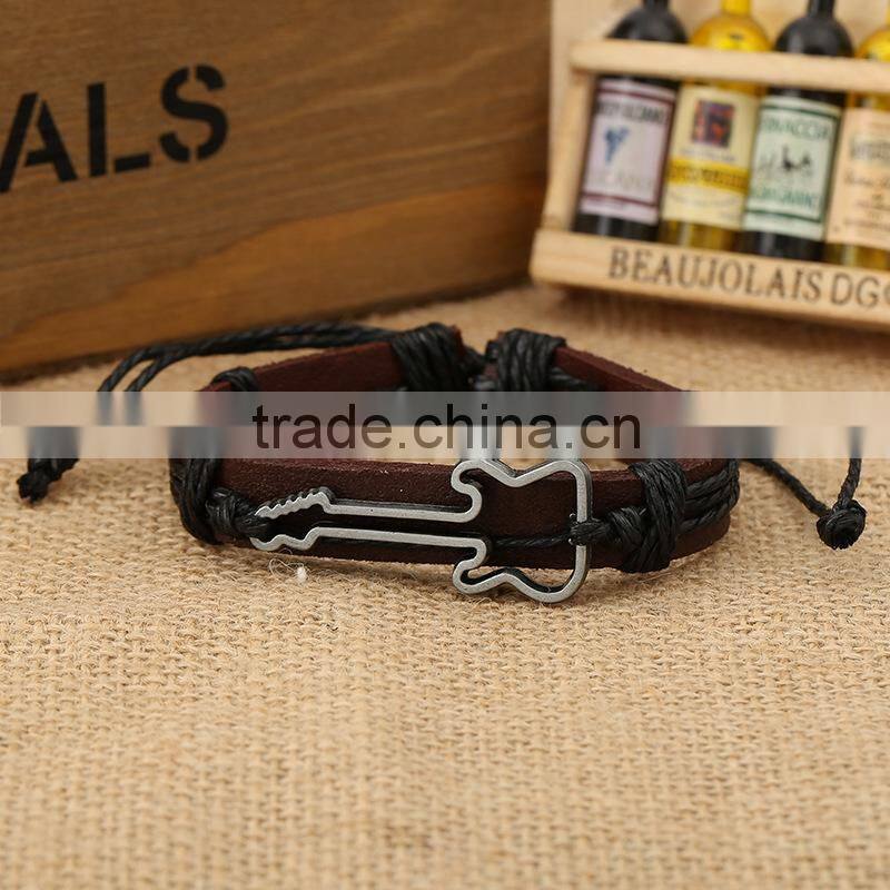 Stainless Steel Heavy Rhinestone Punk Bracelet Leather magnetic bracelet