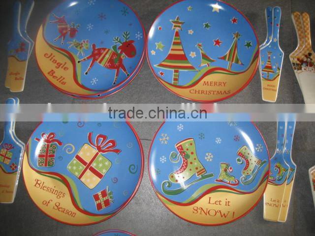 Ceramic flat plate white porcelain dinner plate for Christmas