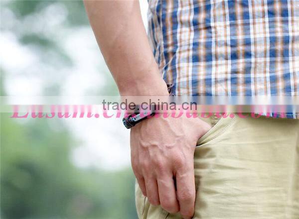 EU new design leather cuff bracelet with engraved metal plate